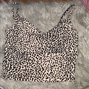 Cheetah Print criss-cross tank top